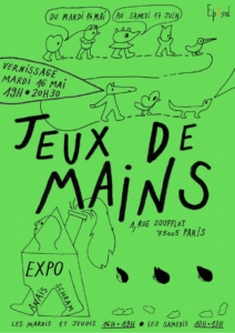 Affiche de l'exposition "jeux de mains" à l'association épi'sol.